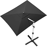 TRIUMPHKEY Parasol déporté 3x4 m avec manivelle, toile anti-UV imperméable, structure aluminium 8 baleines, housse incluse (Gris foncé à toit simple, 4 * 3M)