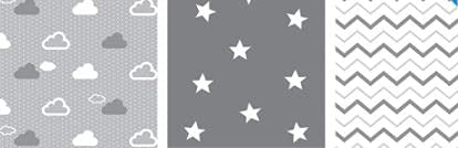 Premium Crib Sheets 3 Pack | 100% Cotton, Jersey Soft | Boy or Girl Baby or Toddler Mattress | Grey Clouds, Stars, Chevron