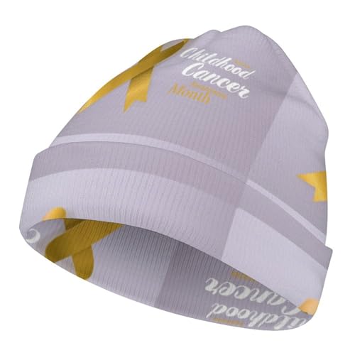 Childhood Cancer Awareness in September Kids Beanie Hat for for Girls Boys Children Cap Winter Knitted Chemo Cancer Headwear Accessories Gifts Decoration Black