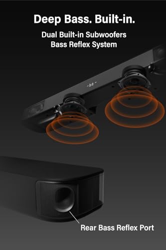 Image of FUNLOGY Sound Bar for Smart TV, 100W 2.1ch Bluetooth 5.0 Soundbar with HDMI ARC, Optical & AUX, Remote Control, for Projector and Gaming, Black