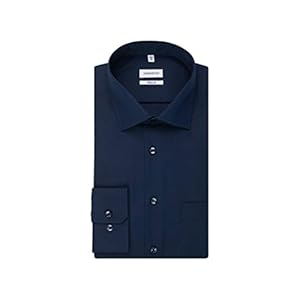 Seidensticker Zakelijk overhemd voor heren, strijkvrij hemd met rechte snit, regular fit, lange mouwen, kent-kraag, borstzak, 100% katoen