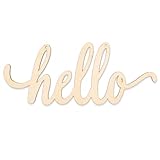 Hello Wooden Letter,Hello Wood Hanging Sign,DIY Block Word Sign Wall Christmas Wreath Decor Wooden Door Art (13.7x5.3in)