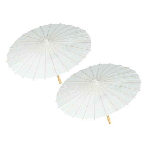 Healeved 2pcs DIY Paper Umbrella Lightweight Bamboo Frame Hand-painting Craft Parasol for Party Props and Photography Blank Canvas