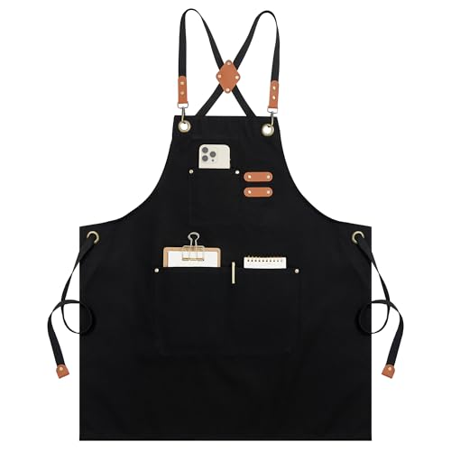Image of Syntus Chef Apron for Men Women Kitchen Cooking Apron with Pockets, Adjustable Bib Aprons Stain Resistant
