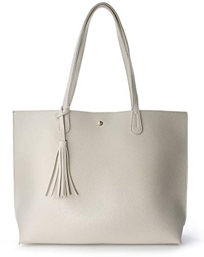 Image of Minimalist Clean Cut Pebbled Faux Leather Tote Womens Shoulder Handbag