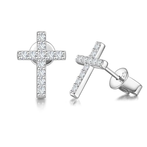 Agvana 0.32 Ct. Tw. Lab-Grown Diamond Cross Stud Earrings in Sterling Silver (D-E Color, VS Clarity) Fine Jewelry for Women Anniversary Birthday Gifts for Her4
