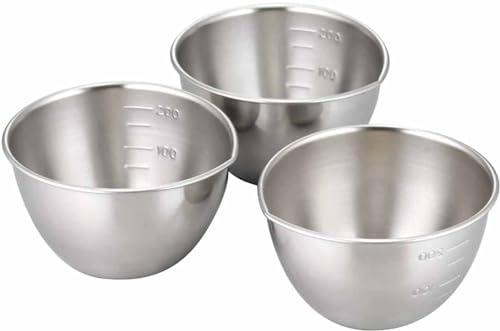 Shimomura 28867 28867 Bowl 9.1 fl oz (270 ml) Set of 3 Comes with Pourer Graduated Marks Dishwasher Safe Convenient Preparation Small Divided Bowl Container Stainless Steel