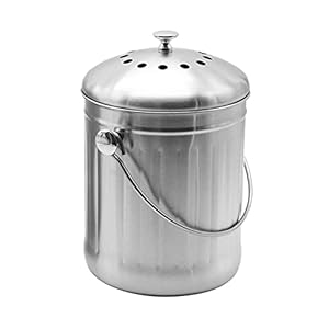 Afvalbakken Roestvrijstalen compostbak Kitchen Compost Bin voor Keuken Aanrecht – 0. 8 Gallon Compost Emmer voor keuken met deksel Recycling bin bags