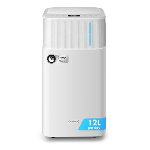 VonHaus Dehumidifier 12L/Day, 2L Water Tank – Moisture Extraction Machine For Damp, Condensation, Laundry/Clothes Drying, Prevents Mould & Smells – For Home, Bedroom, Utility Room & More