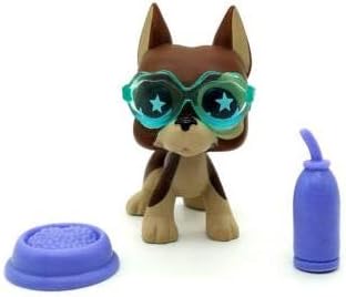 Littlest Pet Shop LPS Great Dane Dog #817 Star Eye Glasses Bottle Plate Toy Rare