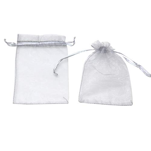 Image of 50pcs Drawstring Organza Jewelry Candy Pouch Christmas Wedding Party Favor Gift Bags (7x9, Gray)