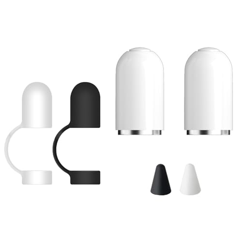 AOUZOVLI 2 Piezas Tapas Magnéticas De Repues Tapas Magnéticas De Repuesto para Apple Pencil(2 Tapas Blancas 2 Soportes para Gorras 2 Protector De Plumín) Compatible con Apple Pencil 1St Generation