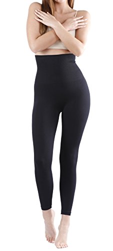 Yenita Damen Shapewear Slim Leggings, Taillen-Leggings, Bauchweg Miederhose, schwarz, Gr. L