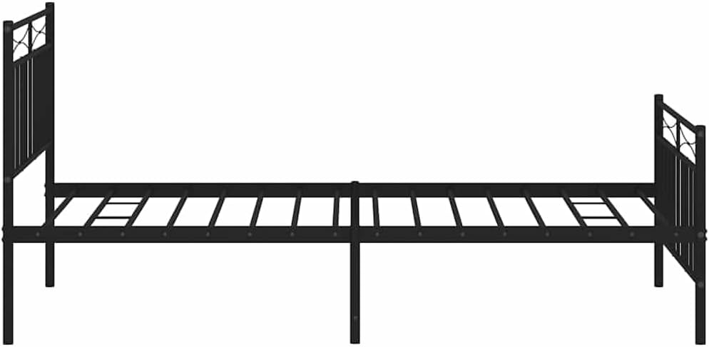 Black Powder-Coated Steel Twin Bed Frame with Sturdy Slatted Platform and Storage, Easy Assembly, Durable Heavy-Duty Foundation for Modern Minimalist Bedroom Mattress Support