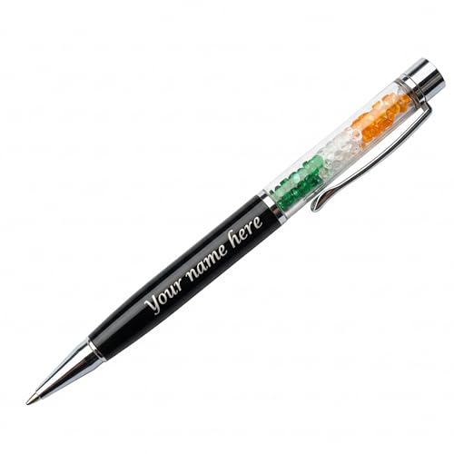 Image of LASER ART Personalized Tricolor Pen with Name Engraving | 0.4 mm Black Metal Ball Pen | Premium Gift Box | Corporate, Student & Office Writing Pen | Smooth Refillable Ink