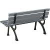 Global Industrial 4'L Outdoor Park Bench with Backrest, Recycled Plastic Slats, Wrought Iron Frame, 1100 lbs Capacity, Gray, Surface Mount, Easy Assembly