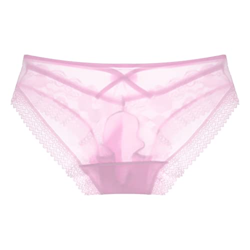 iiniim Men's Floral Lace Sissy Panties Micro Pouch Hollow Out Hipster Panty Crossdress Lingerie - Image 3