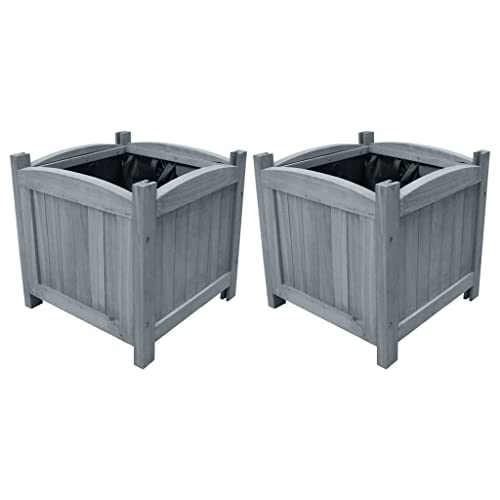 vidaXL 2X Bois de Sapin Massif Lits Surélevés de Jardin Jardinière Pot de Fleurs Bac à Plante Pot de Plante Bac de Fleurs Extérieur 30x30x30 cm