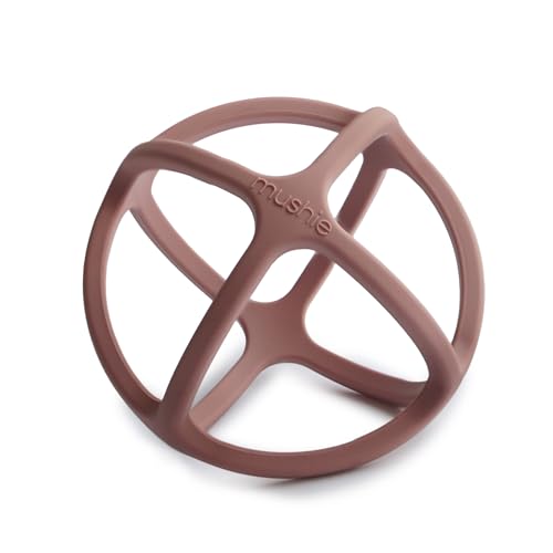 Image of mushie Silicone Baby Teether Ball Toy (Woodchuck)