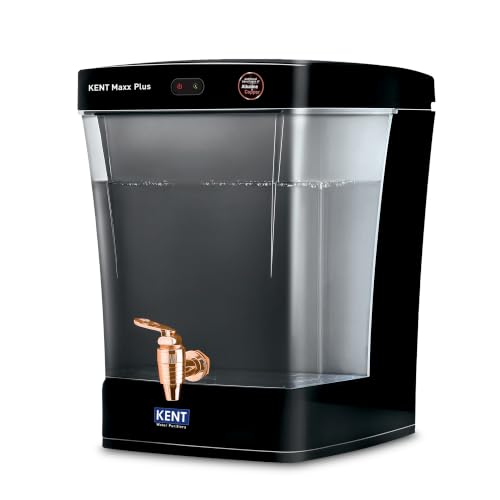 Image of KENT Maxx Plus UV Water Purifier | UV+UF+Alk+Cu | 7L Transparent Detachable Tank | With Benefits of Alkaline&Copper | Fully Automatic Operation | UV Fail Alarm | Wall Mountable | 60 L /hr Output |Black