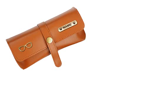 "Savri Personalized Eyewear Case with Charm - Artificial Leather - Gift for Men, Women, Friends, Family - Stylish and Protective Case for Eyewear - Ideal for Birthdays, Anniversaries, Graduations, Holidays, and Special Occasions - Tan"