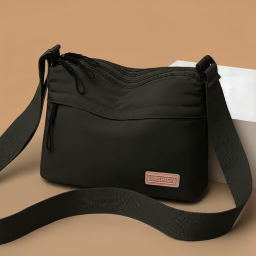 Image of WildHorn Women's Crossbody Sling Bag For Everyday Use, Nylon Shoulder Bag with Zipper Pockets, Adjustable Strap, Water Resistant Handbag for Travel, Shopping (GREEN)