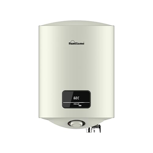Image of Sunflame Rolig DG Geyser 15 Litre Water Heater for Home | Digital Display | BEE 5 Star Rating | Vitreous Enamel Tank Coating | Free PAN India Installation & Flexi Pipes | White