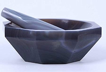 Hanchen Mortero de Ágata Natural con Maja Mortero de Laboratorio 8 * 3cm CE