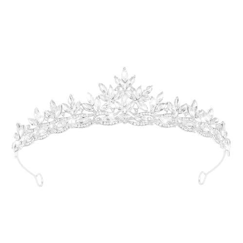 JITINX Crystal Tiaras & Crowns for Women Bride Royal Queen Headband Princess Headpieces for Birthday Cake Crown & Prom Pageant Party (Silver Crown)
