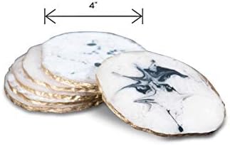 Dusto Resin Round Ivory Coaster (DH9001) | Resin Coaster for cups | Coasters for Dining Table | Unique Coasters for glass, cups, table | Dining Table Coaster Set of 6 Pcs. (WHITE).