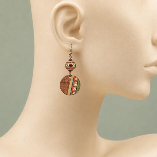 Image of Handcrafted Tribal & Dhokra Art Earrings for Women - Wooden, Nature-Inspired Statement Drop & Traditional Ethnic Designs
