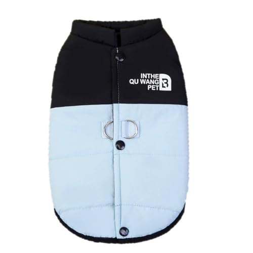 ISUPY ペット服 犬服 コート ジャケット 秋冬 かわいい ベスト 背中開き Dカン付き ドッグウェア パーカー 犬猫洋服 ボタン留めタイプ 防寒 暖かい 小中型犬 着物 お散歩お出かけ (2XL,ブルー)