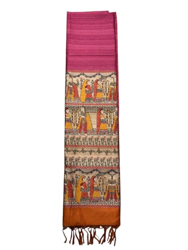 Image of Sanavi's Saree Kuthir Pure Handloom Tussar Ghicha Madhubani Printed Silk Saree with Blouse Piece inside
