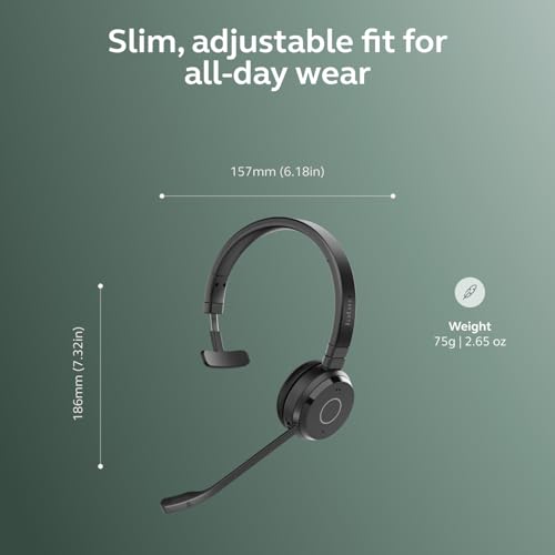 Jabra Evolve 65 TE (Third Edition) Wireless Teams Headset with Mic, Black - image 6