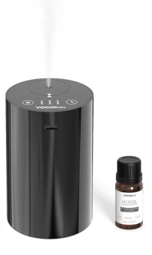 Diffusore senza acqua per oli essenziali, Mini diffusore portatile per aromi, Aromaterapia, Zerstäuber, con 10 ml di olio profumato per hotel, 1/2/4H/Timer, 3 livelli di nebbia per casa, stanza, auto