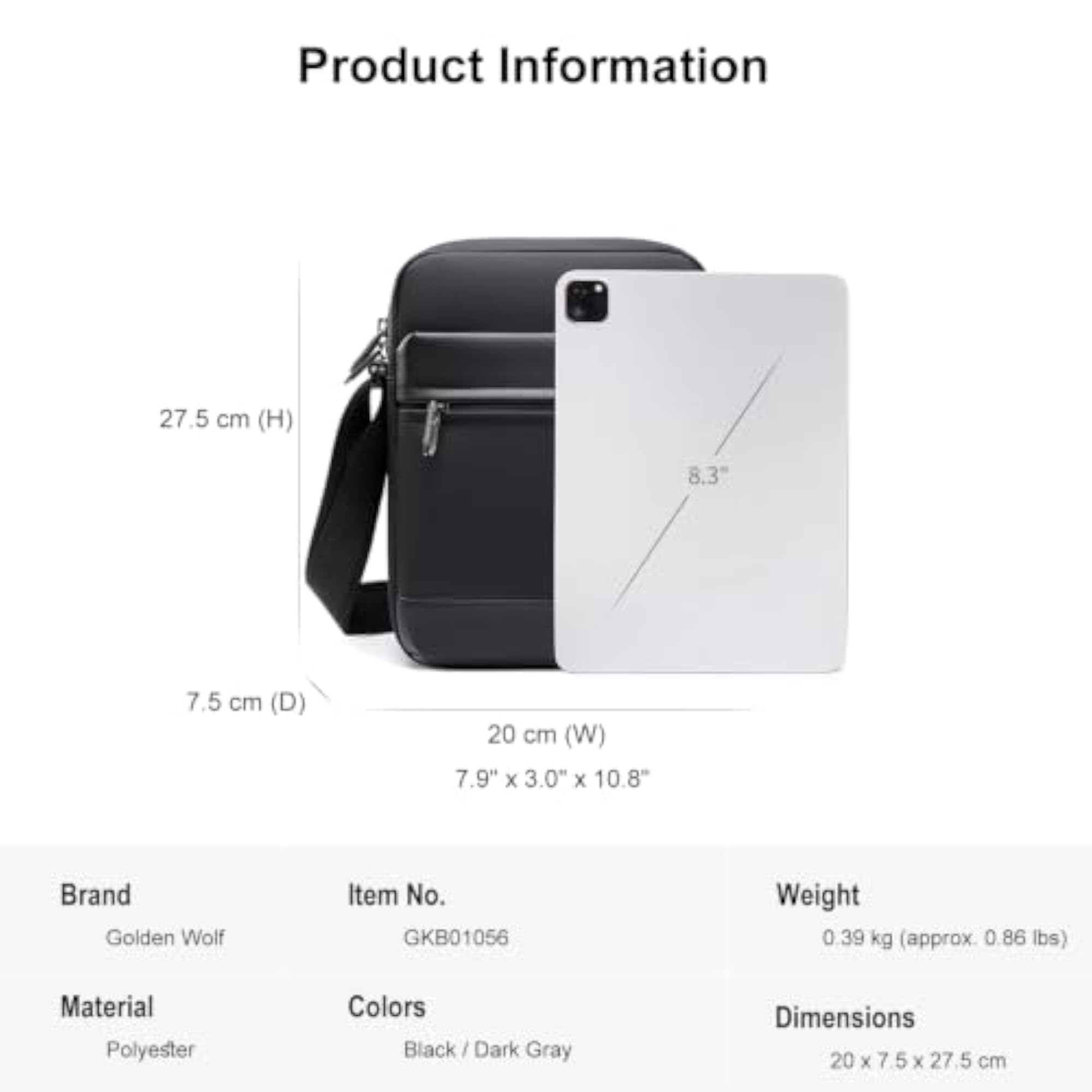 Sling Bag for Men, Water-Repellent Crossbody Shoulder Bag
