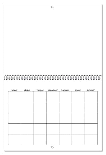Printlink 2-Pack Blank Scrapbook Wall Calendar, Undated Monthly – 12 x 9 Inch (Opens to 18”) – 100lb Heavyweight Cardstock for DIY Crafts & Photos – Spiral Bound