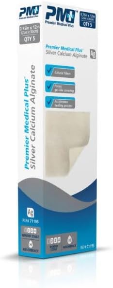 Premier Medical Silver Calcium Alginate Dressing, (4 in. x 8 in.) Box of 5