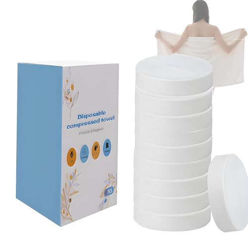 【10-PCS】Travel & Hiking Extra-Large Disposable Compressed Bath Towels，Disposable Bath Towels for Travel - 70×140cm, No Rinse, Quick-Dry, Hygienic & Space-Saving for Camping, Gym & Hotel Use