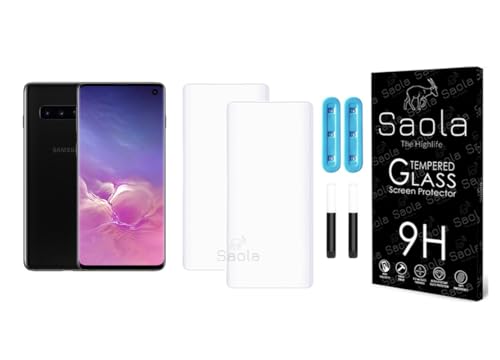 Image of Saola Curved UV Tempered Glass For Samsung Galaxy S10. Comes With UV Light & Glue For Finest Pasting. Edge To Edge Protection With Case Friendly Fit. (Pack Of 2)