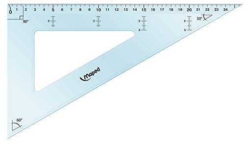 Maped- Juego Broche, 5 Unidades: 2 Reglas, dos escuadras y un cartabón, Color Variado (897112), Plástico