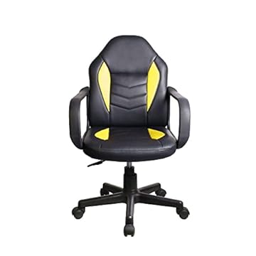 Cadeira Gamer Infantil em Couro Pvc Pelegrin Pel-9354 Preto com Amarelo