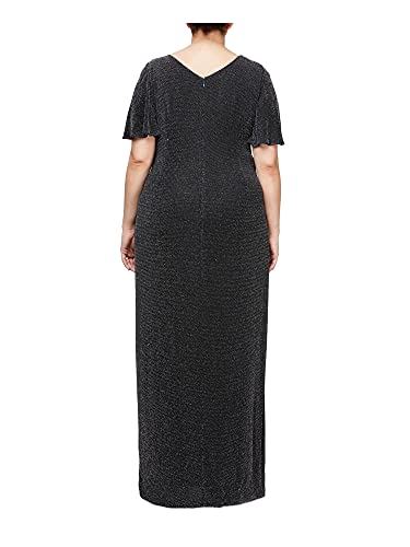 Image of Alex Evenings Women's Long Surplice Neckline Mother of The Bride Dress with Flutter Sleeve Dress (Plus Size)