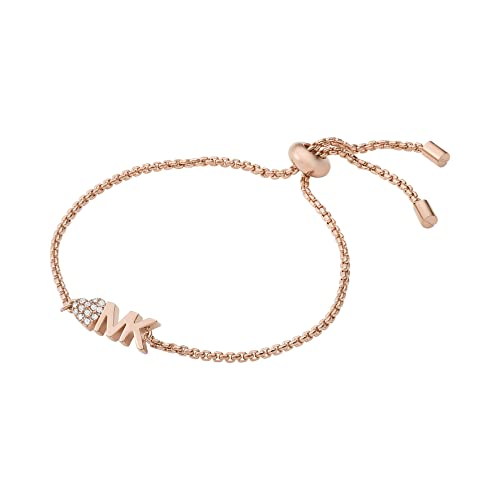 Amazon.com: Michael Kors Brass and Pavé Crystal MK Logo Chain
