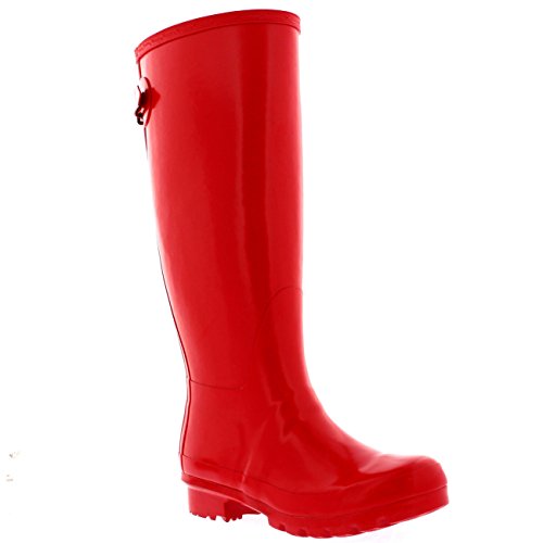 Womens Adjustable Back Tall Gloss Winter Snow Rain Wellies Wellington Boots