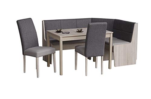 Light Wood Breakfast Nook,Katarina Breakfast Nook Complete Upholstery Corner Bench Katarina Fabric, Leather Combination, Solid Beech