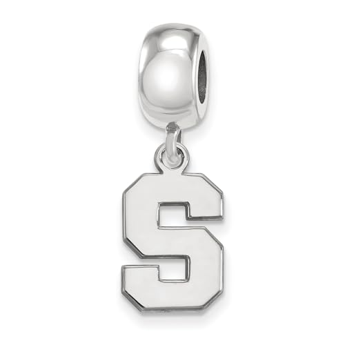 Michigan State Bead Charm Small (1/2 Inch) Dangle (Sterling Silver)