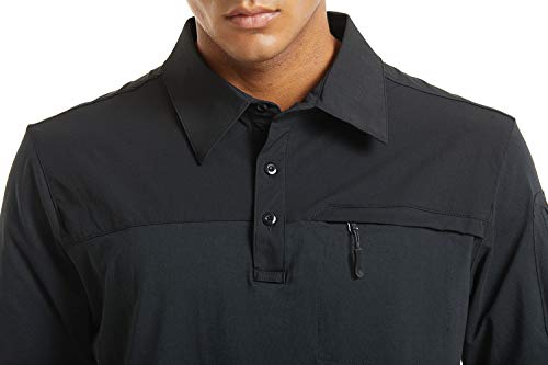Camisa polo masculina de manga curta com bolsos e zíper CRYSULLY, Dark Gray, XX-Large