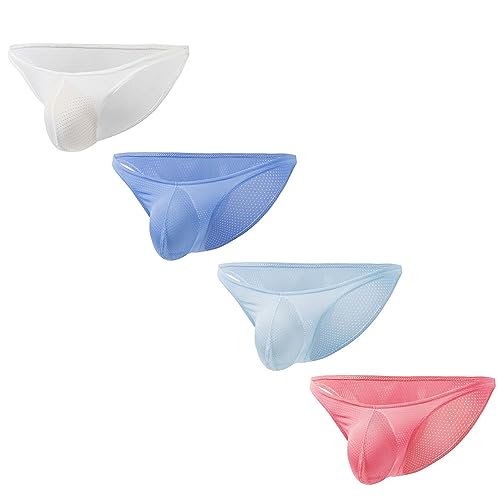 Men's Low Waist Triangle Nylon Underwear Briefs Pouch Mesh Sexy Men's Bikini Thong Under Panties