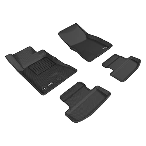 3D MAXpider All-Weather Floor Mats for Ford Mustang 2015-2022 Custom Fit Car Floor Mats Liners, Kagu Series (1st & 2nd Row, Black)